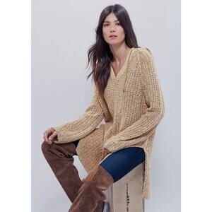 Free People SZ XS Underground Hoodie Mustard Yellow OB4508520 Oversized Slouchy